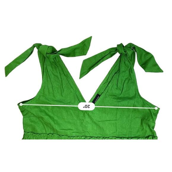 Who What Wear Linen Kelly Green High Waist Top Blouse LARGE Summer Flowy NWOT - Picture 8 of 12